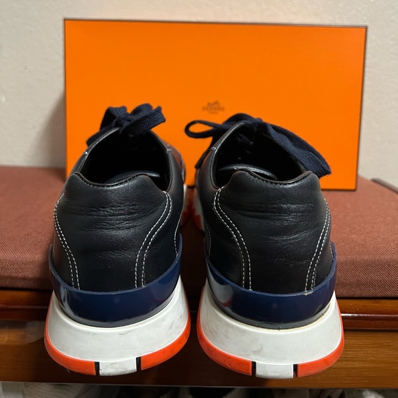 HERMES PARIS Trail Icon Style Sneaker in Calfskin Blue Marine Size 39.5 - Picture 8 of 8